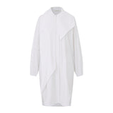 Scarf collar shirt dress