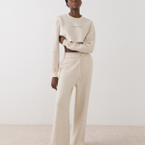 Cream Logo Cropped Tracksuit Set