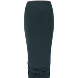 Charcoal Blue Gathered Stretch Midi Skirt