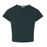 Charcoal Blue Cropped Stretch Top