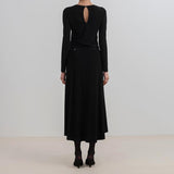 Black Stretch Maxi Long Sleeve Dress