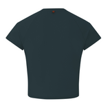 Charcoal Blue Cropped Stretch Top