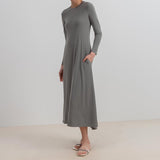 Moss Stretch Maxi Long Sleeve Dress