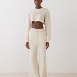 Cream Logo Cropped Tracksuit Set