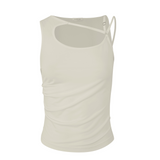 Cream Cut-Out Tank Top