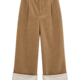 Zerin Cropped Linen Shirt & Contrast Linen Drawstring Pants & Corduroy Cuff Pants