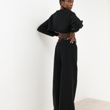Black Logo Cropped Tracksuit Set