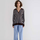 STRIPED WOOL POLO SWEATER