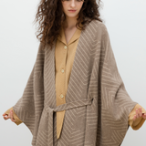 Jacquard Wool Belted Cape