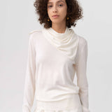 Crew-Neck Wool Top With Scarf