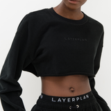 Black Logo Cropped Tracksuit Set
