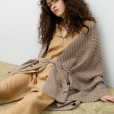 Jacquard Wool Belted Cape