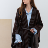 Jacquard Wool Belted Cape