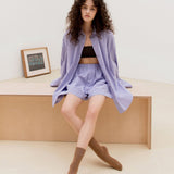 Lilac Oversized Cotton Shirt and Short Co-Ord Set
