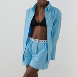Aqua Blue Cotton Shirt and Short Co-Ord Set