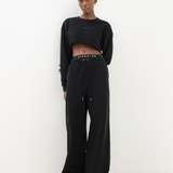 Black Logo Cropped Tracksuit Set