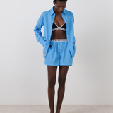 Sky Blue Stripe Cotton Shirt and Short Co-Ord Set