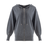 Grey Wool Knit Zip-Up Hoodie Set