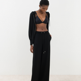 Black Wool Knit Zip-Up Hoodie Set