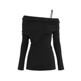 ONE SHOULDER STRAP WOOL TOP