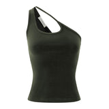 Green One-Shoulder Stretch Tank Top