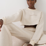 Cream Logo Cropped Tracksuit Set
