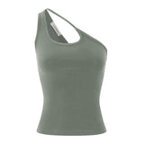 Green One-Shoulder Stretch Tank Top