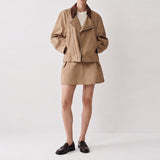 Varen Leather Collar Jacket & A-Line Skort