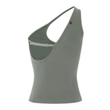 Green One-Shoulder Stretch Tank Top