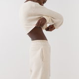 Cream Logo Cropped Tracksuit Set