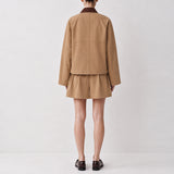 Varen Leather Collar Jacket & A-Line Skort