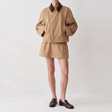 Varen Leather Collar Jacket & A-Line Skort
