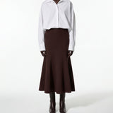 Isolde Drape Gathered Shirt & Thalia Flared Wool Skirt