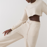 Cream Logo Cropped Tracksuit Set