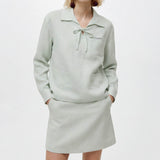 Colette Embroidered Bow Blouse & Vinn Tailored Skort