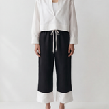 Zerin Cropped Linen Shirt & Contrast Linen Drawstring Pants