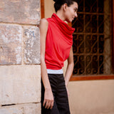 「Cotton Stretch」Ione Draped Neck Cotton  Top