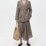 Olea Tencel-Linen Jacket &  Flared Skirt Set