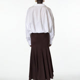 Isolde Drape Gathered Shirt & Thalia Flared Wool Skirt