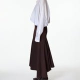 Isolde Drape Gathered Shirt & Thalia Flared Wool Skirt