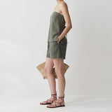 Kael Ruched Tube Top With Tie & Shorts