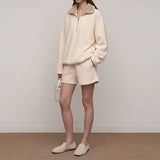 Nela Pullover With Faux Fur Collar & Casual Shorts