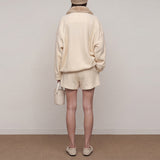Nela Pullover With Faux Fur Collar & Casual Shorts
