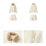 Nela Pullover With Faux Fur Collar & Casual Shorts