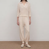Nomi Openwork Polo Knit & Wool Knit Pants