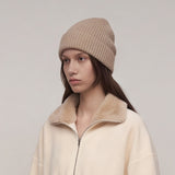 Ribbed Cuffed Cashmere Beanie