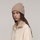 Ribbed Cuffed Cashmere Beanie