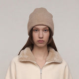 Ribbed Cuffed Cashmere Beanie