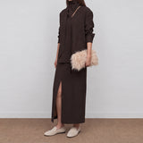 Tar Scarf Neck Top & Front Slit Skirt