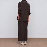 Tar Scarf Neck Top & Front Slit Skirt